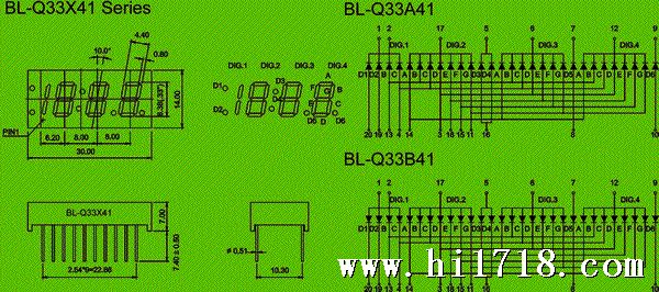 7 Segment LED - Four Digit 0.33" - led display manufacturer Package diagram