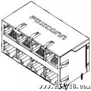 富士康连接器RJ45 2X4 .27mm [.050"] Pitch10/100/1000 Base-T