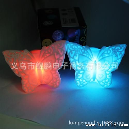 蝴蝶花小夜灯 LED七彩小夜灯 闪光蝴蝶地摊货源 新奇特玩具批发