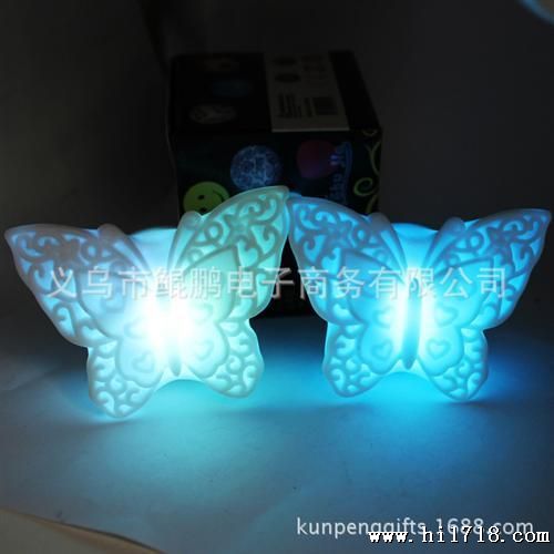 蝴蝶花小夜灯 LED七彩小夜灯 闪光蝴蝶地摊货源 新奇特玩具批发