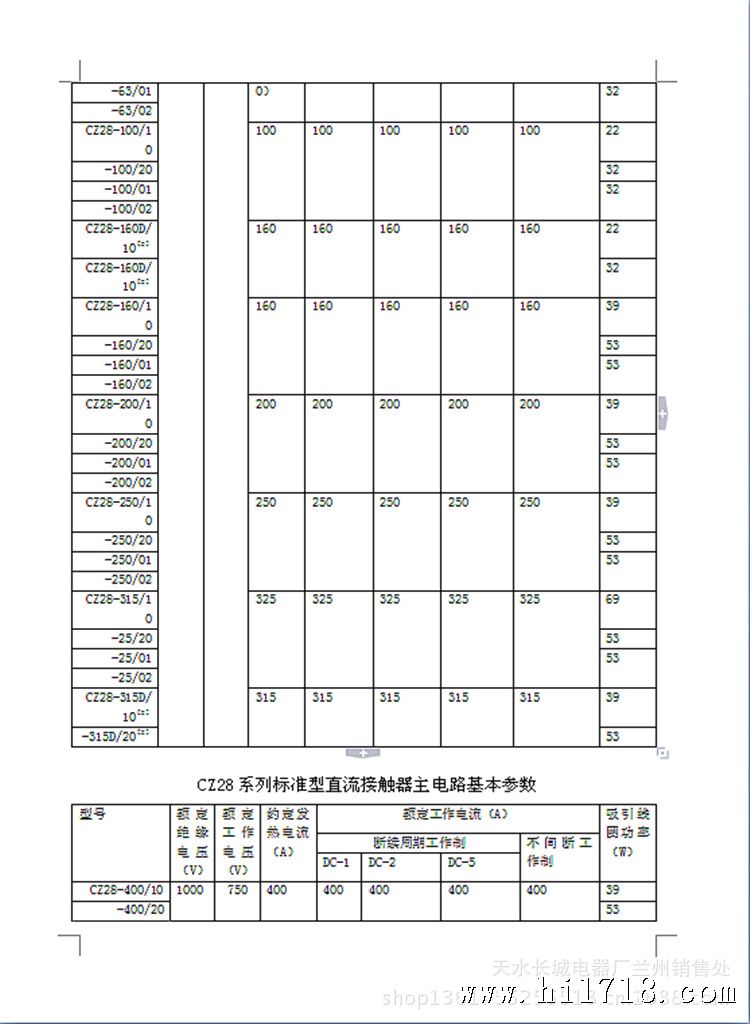 CZ28系列电磁式直流接触器样本4