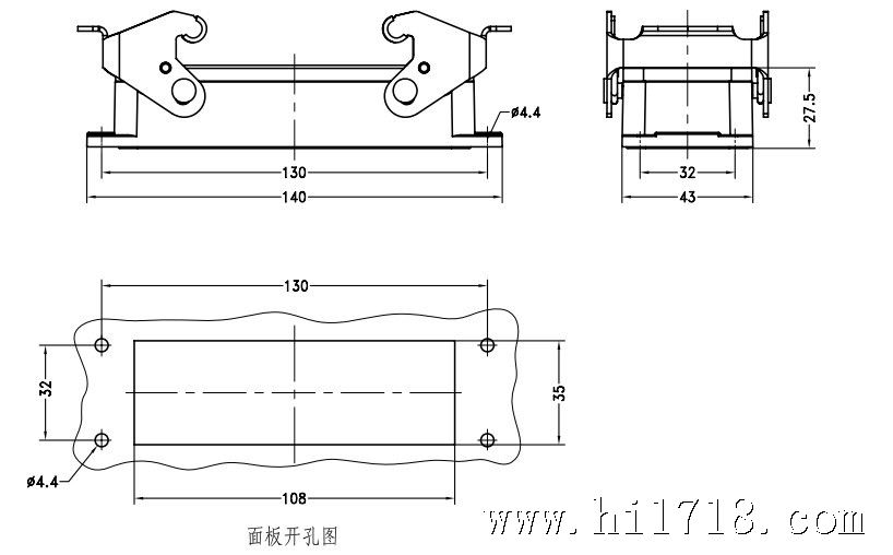 HE24底座 双扣 尺寸