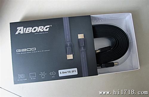AIBORG/奥尔堡G1200 HDMI扁线1.4版 3D 电脑电视高清连接线 5米