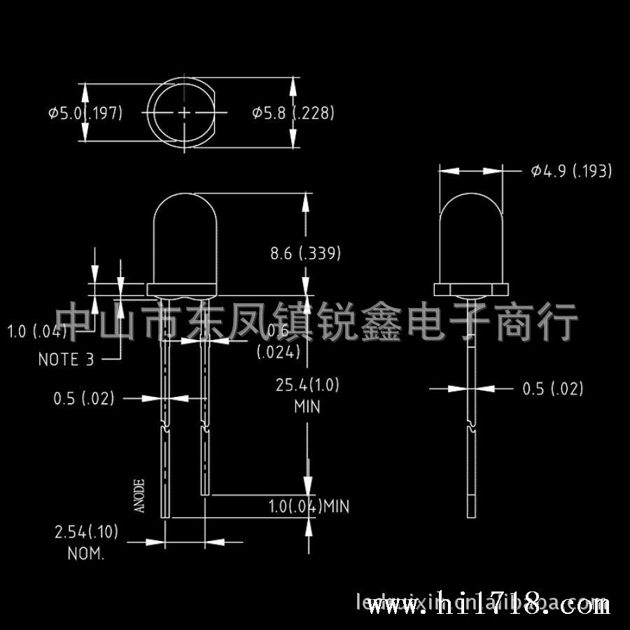 供应超高亮5mm圆头红灯LED发光二极管8