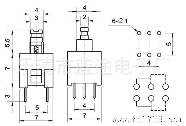 六脚按键开关原理图图片