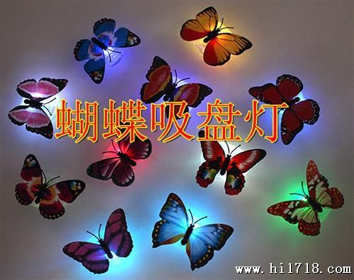 2013新品 蝴蝶吸盘七彩小夜灯 LED灯 自动变色灯 家居酒店礼品