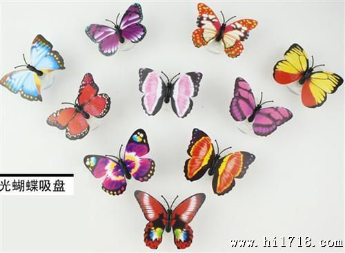 2013新品 蝴蝶吸盘七彩小夜灯 LED灯 自动变色灯 家居酒店礼品