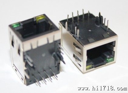 屏蔽RJ45带灯带百兆千兆滤波器反口朝上网络接口 兼容J1026F01PNL