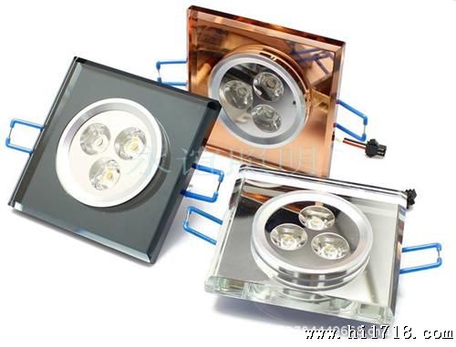 方形茶色水晶大功率射灯具3Wled天花灯商业照明LED灯具保二年