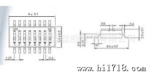供应1.27脚距黑色拨码开关/指拨开关