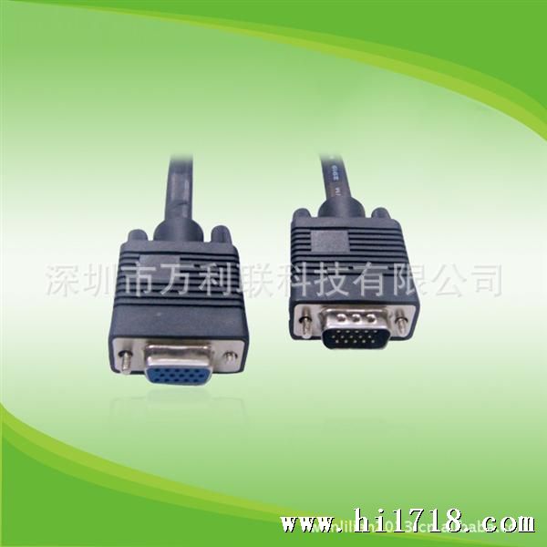 VGA3+4 公-母黑线黑头 高品质电脑连接线1.5米，3米