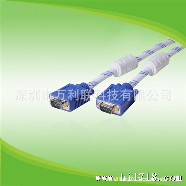 VGA3+4 公-公蓝白网 蓝头高品质电脑连接线1.5米，3