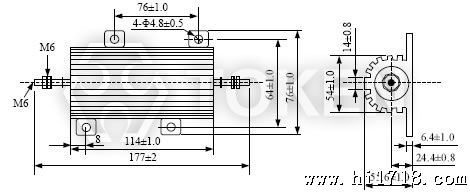 Power Aluminum Resistor AH-250, AH-250N Dimensions Non-inductance
