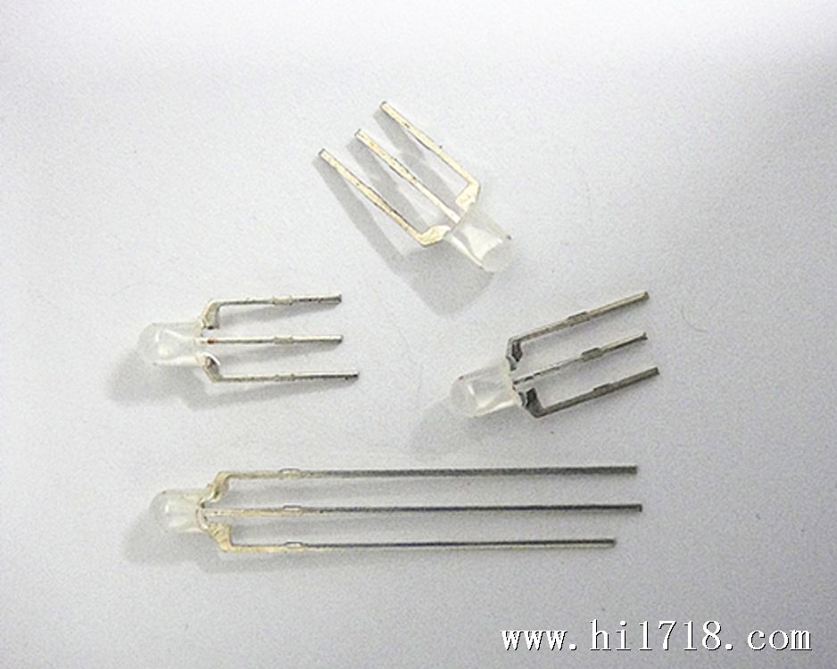 東莞電子 led燈3mm 發光二極管 雙色 三支腳 長短腳剪腳加工 a21