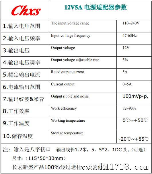 12V5A参数