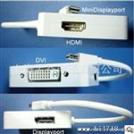 台湾MiniDP TO HDMI-DVI-Displaort,三合一苹果视频转接线