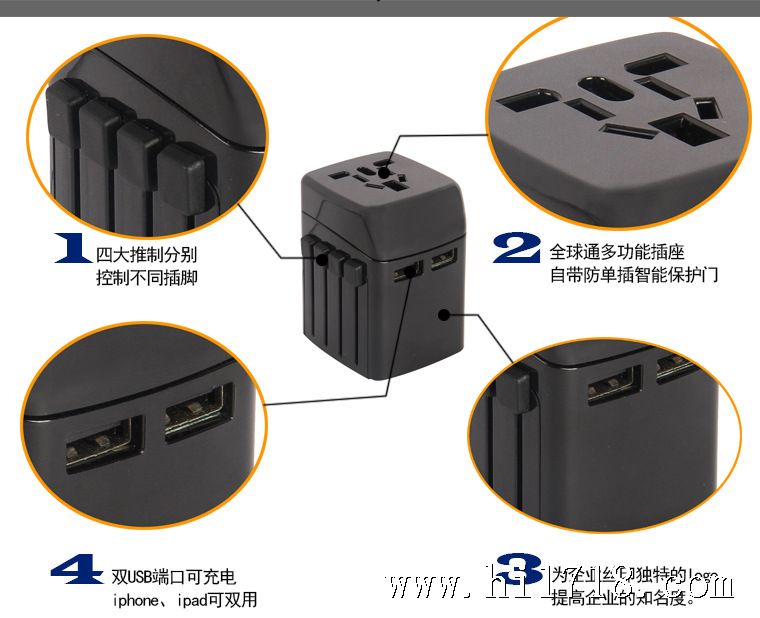 人形旅行插头 电源转换充电器 电池低压充电器 创意礼品 多功能充电器 旅行转换插头 户外插座 N4