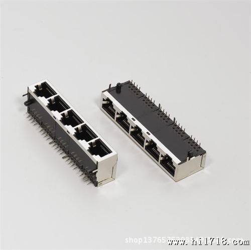 电脑用90度屏蔽RJ45网络接口1x5屏蔽带滤波器 J8064D688A