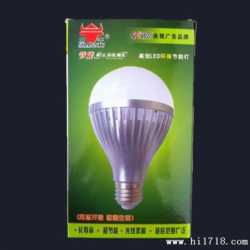 【】大功率亮LED塑料球泡灯 大9W 照明 绿色