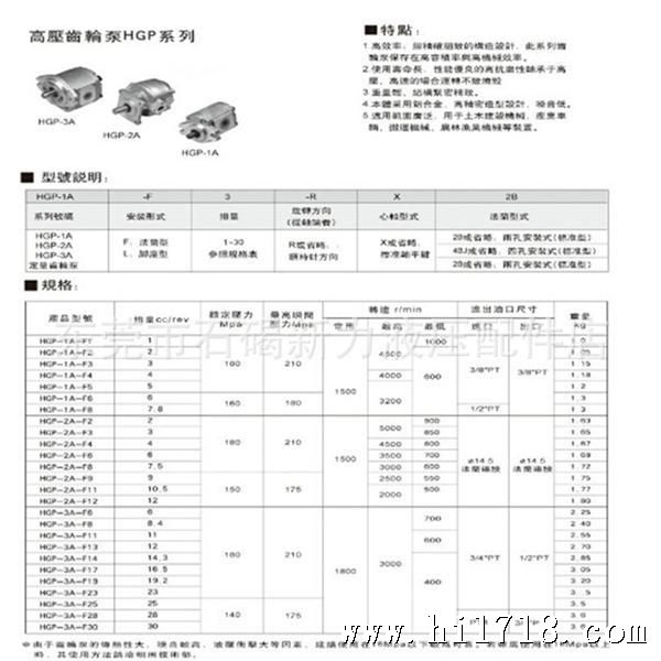 齿轮泵型号说明图1