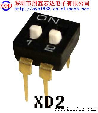 供应XD2位直插小编码开关|拨码开关|平头凸头|平拨侧拨|黑色