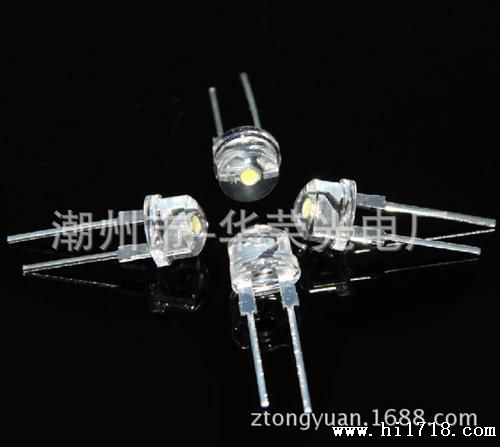 大量生产 二管F8蓝灯0.5W 低光衰草帽8mm蓝光 F8草帽蓝灯