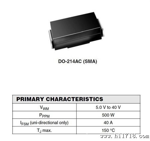 供应   SMA5J5.0 thru SMA5J40CA     威世  二管