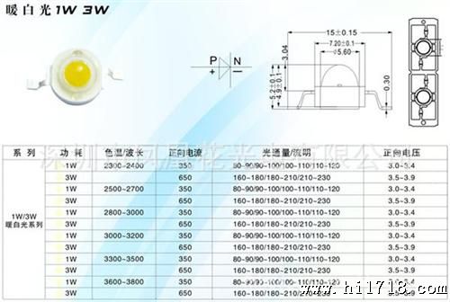 led   灯珠  3W白光 台湾光宏45MIL，210-230LM   