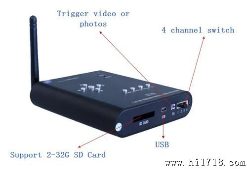 2.4gSD卡无线高清DVR接收机(动态侦测,循环录像)+无线鹅蛋摄像头