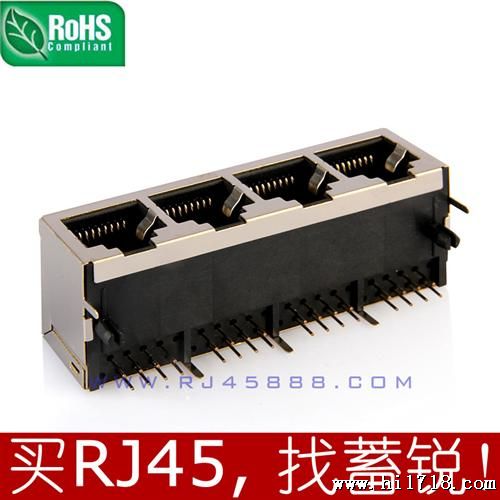 广州 东莞 深圳 RJ45连接器 1x4水晶头插座 母座 网络接口厂