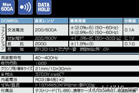 DCM60L交流电流钳表|日本三和Sanwa钳型电流表DCM-60L