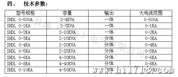 SHDL系列轻型升流器（大电流发生器）参数